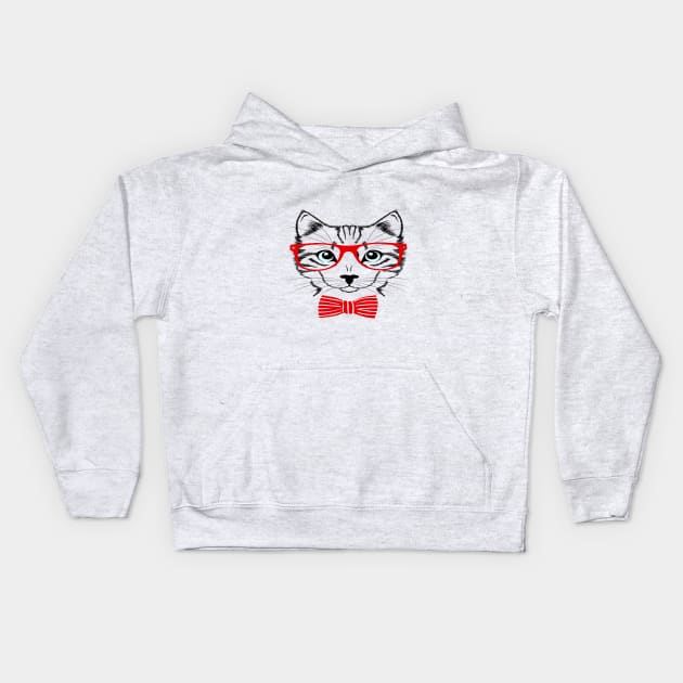 Hipster Cat Kids Hoodie by Mako Design 